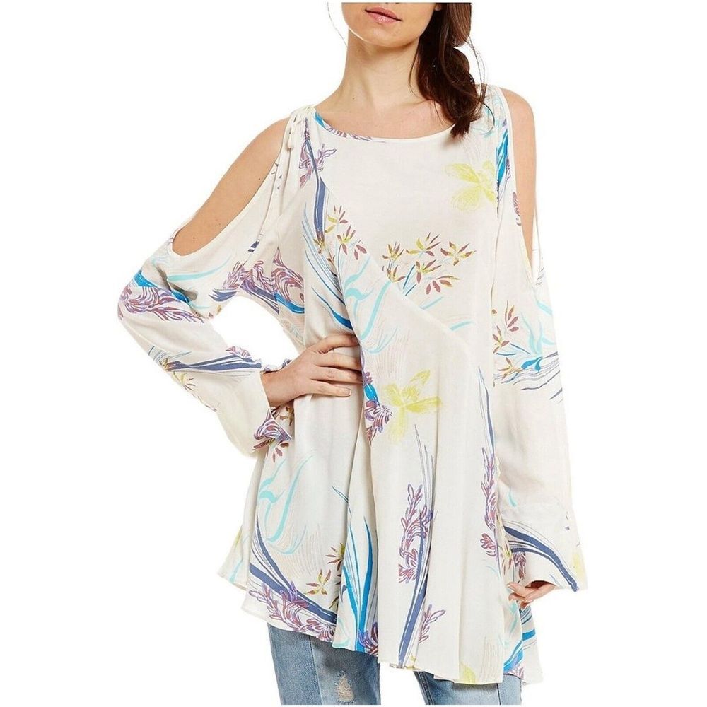 Free People Womens Tunic Dress Cold Shoulder Clear Skies Size Medium‎